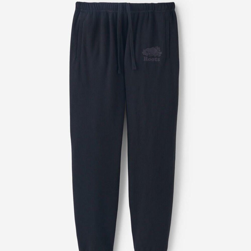 Roots Cooper Cozy Relaxed Mid Rise Sweatpants with Pockets - Small in all Black